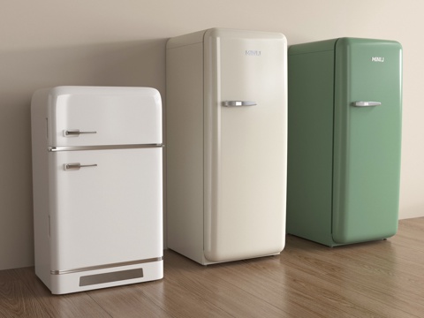 法式冰箱 双门冰箱 单门冰箱 复古冰箱su模型