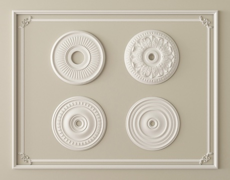 欧式雕花灯盘 灯盘底座 石膏构件su模型