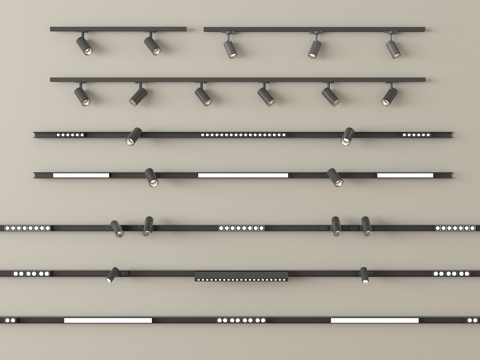 现代筒灯射灯 线形射灯 轨道射灯su模型