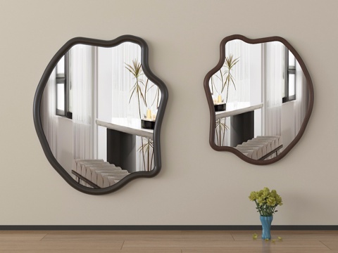 中古风镜子 化妆镜 装饰镜 落地镜su模型