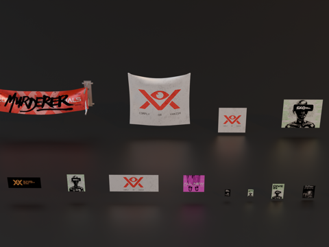 海报 街道广告画 赛博朋克广告 广告展架su模型