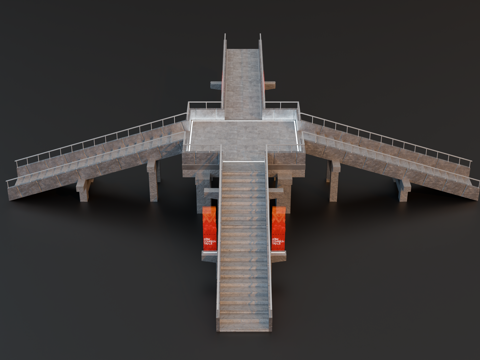 城市街道天桥 科幻街道天桥 赛博朋克天桥su模型