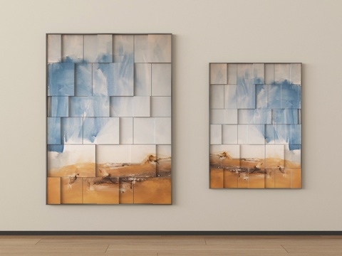 现代装饰画 挂画su模型