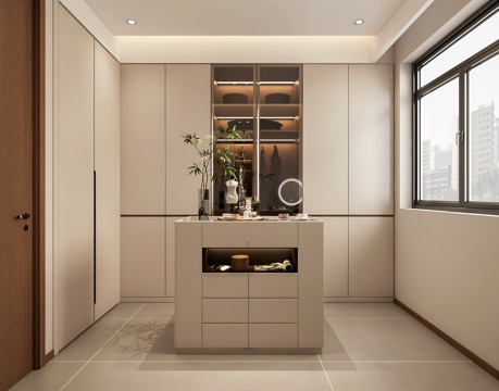  现代衣帽间 梳妆台3d模型 