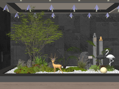 微景观 造景 小品 绿化 花镜 组团su模型