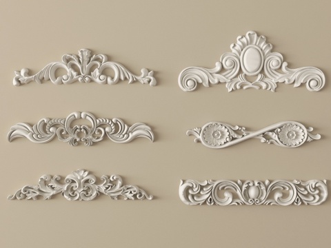 法式雕花 石膏雕花 角花 石膏构件su模型