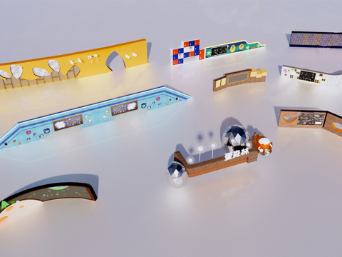 现代儿童景墙 儿童玩具墙 儿童游乐园su模型