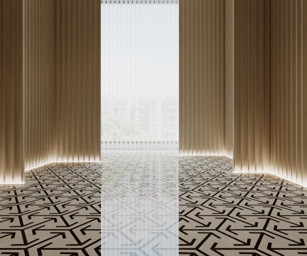  现代石材地面拼花3d模型 