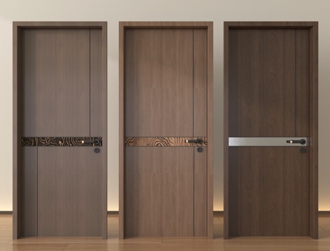 现代单开门 木门 平开门 单开门组合su模型