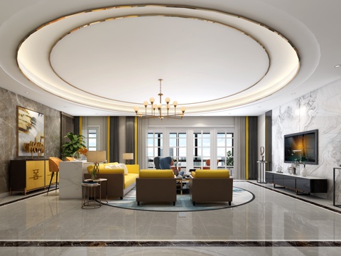  现代客厅沙发电视柜餐边柜3d模型 