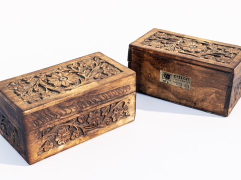 现代雕花旧木箱su模型