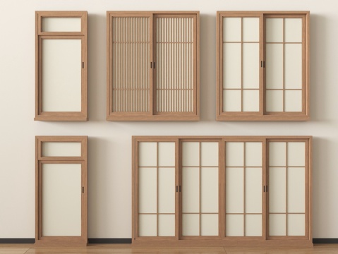  新中式推拉窗 平开窗3d模型 