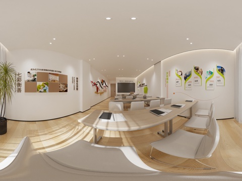  现代 会议室 全景 办公桌椅 讲台全景模型 