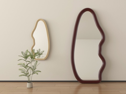 中古风镜子 化妆镜 装饰镜 落地镜su模型