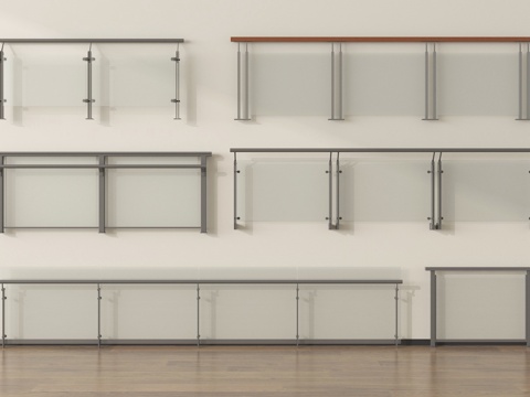 现代围栏护栏 玻璃栏杆 护栏 扶手 阳台护栏su模型