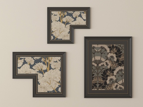 法式复古装饰画 挂画su模型