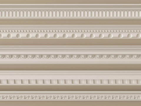 简欧石膏线 石膏构件 线条su模型