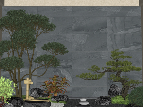 微景观 造景 小品 绿化 花镜 组团su模型