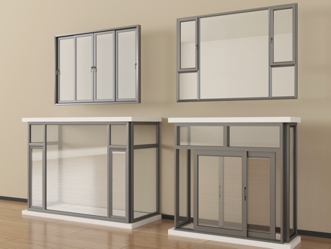 现代窗组合  推拉窗 飘窗 阳台窗su模型