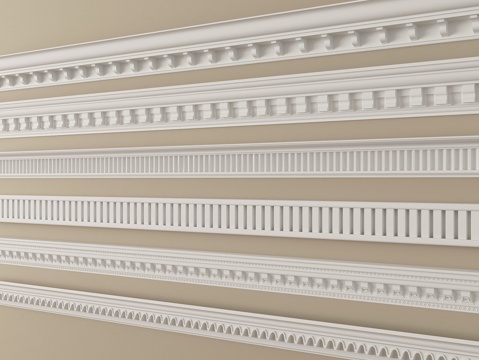 简欧石膏线 石膏构件 线条su模型