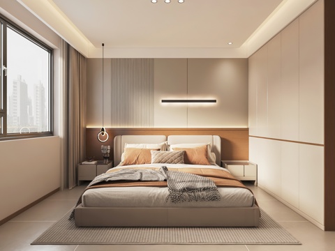  现代主卧室3d模型 
