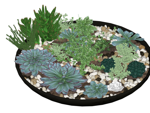 微景观 小品 景观 组团 花镜 绿化 造景su模型