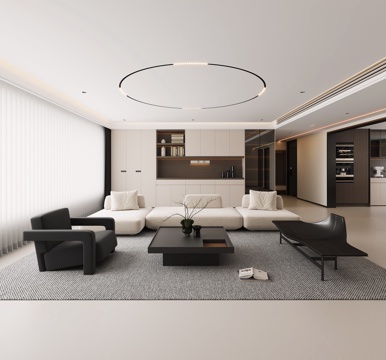  现代简约客厅3d模型 