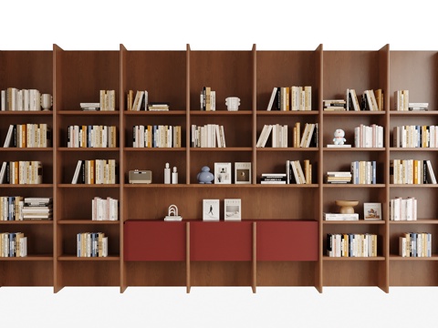 现代书柜 书籍摆件su模型