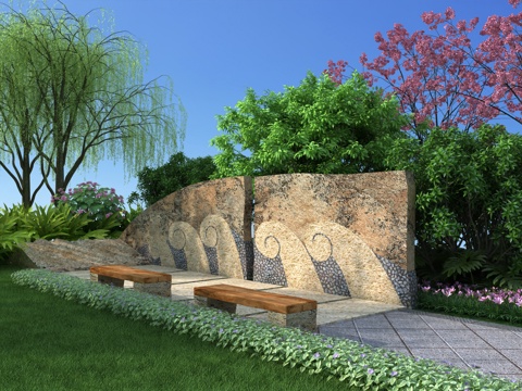  其它园林景观 公园 柳树 景观墙 花园 木芙蓉 樱花3d模型 