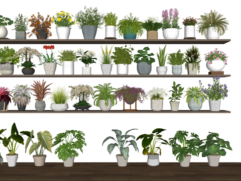  造景 绿化 景观 组团 花镜su模型 