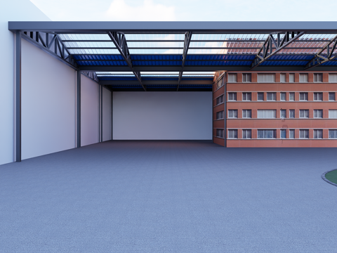  现代仓库雨棚3d模型 