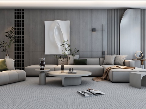  现代客厅沙发组合3d模型 