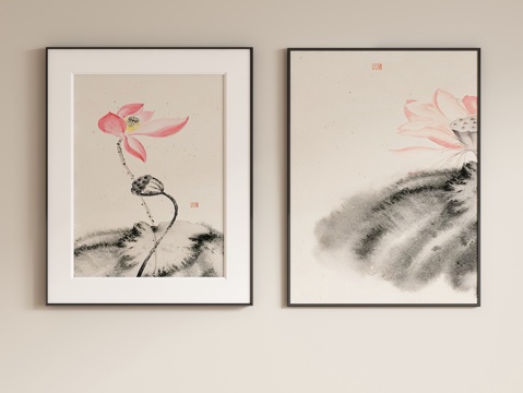  新中式装饰画 挂画3d模型 