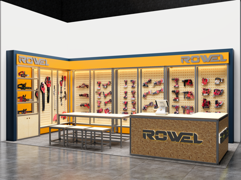 现代货架 商铺展架su模型