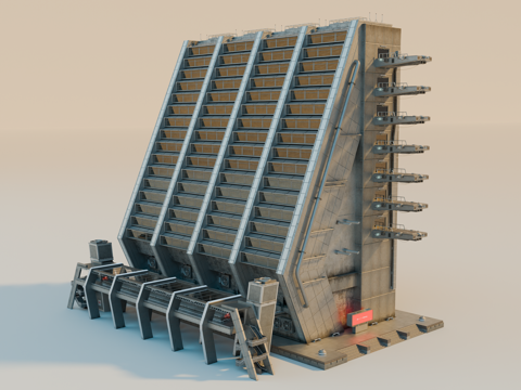 工业建筑 赛博朋克建筑 科幻建筑 城市建筑 工业城市建筑su模型