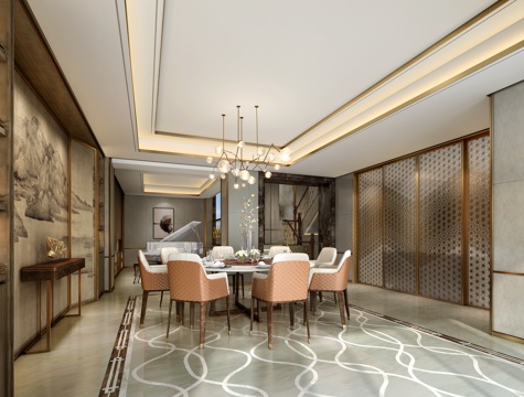  现代家装空间 餐厅 家居餐厅 现代奢华餐厅3d模型 