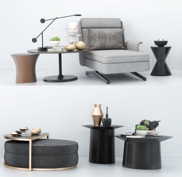  新古典沙发茶几组合3d模型 