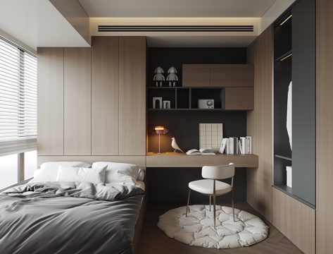 现代榻榻米卧室su模型