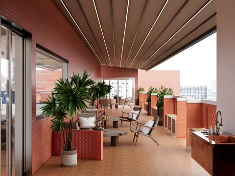 现代阳台 休闲阳台su模型