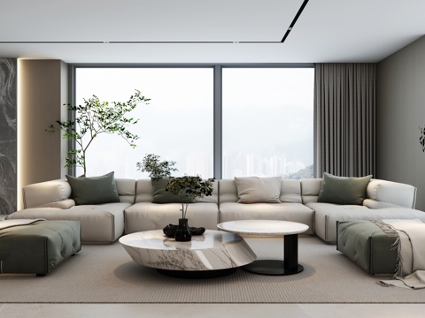  现代客厅沙发组合3d模型 