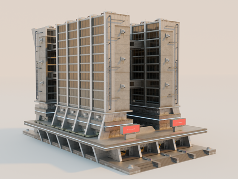 工业建筑 赛博朋克建筑 科幻建筑 城市建筑 工业城市建筑su模型