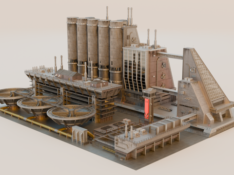 工业建筑 赛博朋克建筑 科幻建筑 城市建筑 工业城市建筑su模型