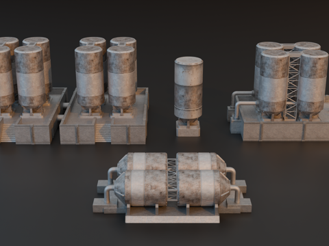 工业设备 储蓄罐 油罐厂设备 工厂设备 炼油厂su模型