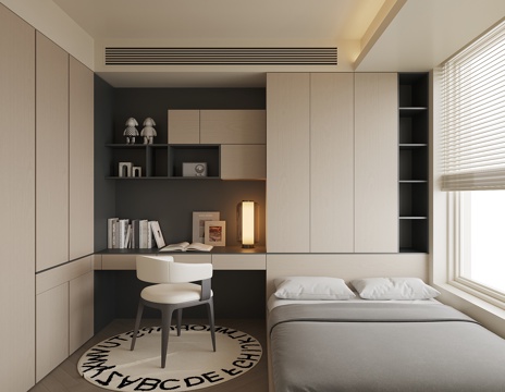 现代榻榻米卧室su模型