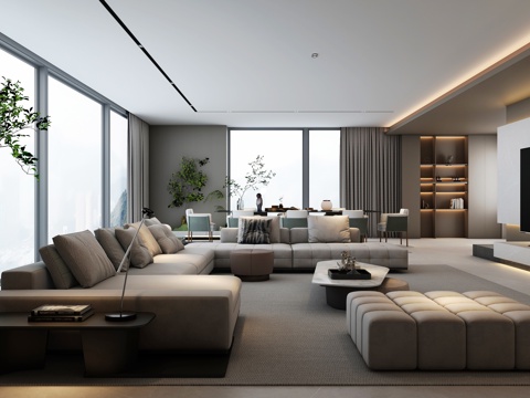  现代客厅沙发组合3d模型 