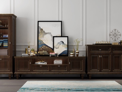  简欧 轻奢古典电视柜3d模型 