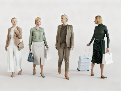 商业女性 时尚职业女性 职业装女性 商业效果图人物 办公室白su模型