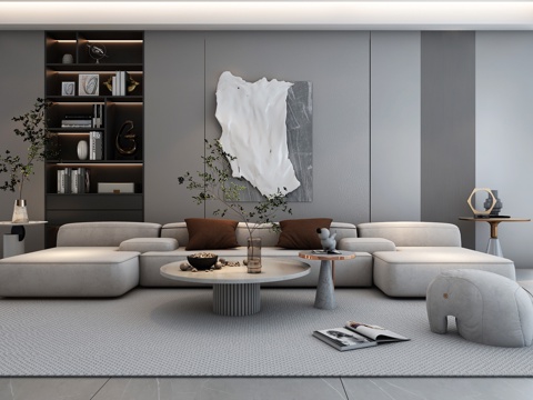  现代客厅沙发组合3d模型 