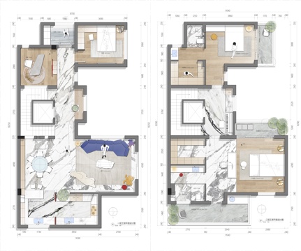 别墅平面，别墅彩平cad施工图