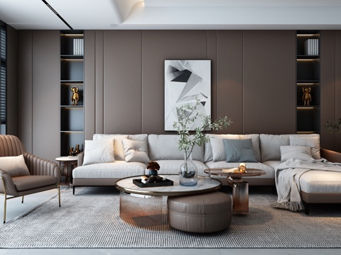  现代客厅沙发组合3d模型 